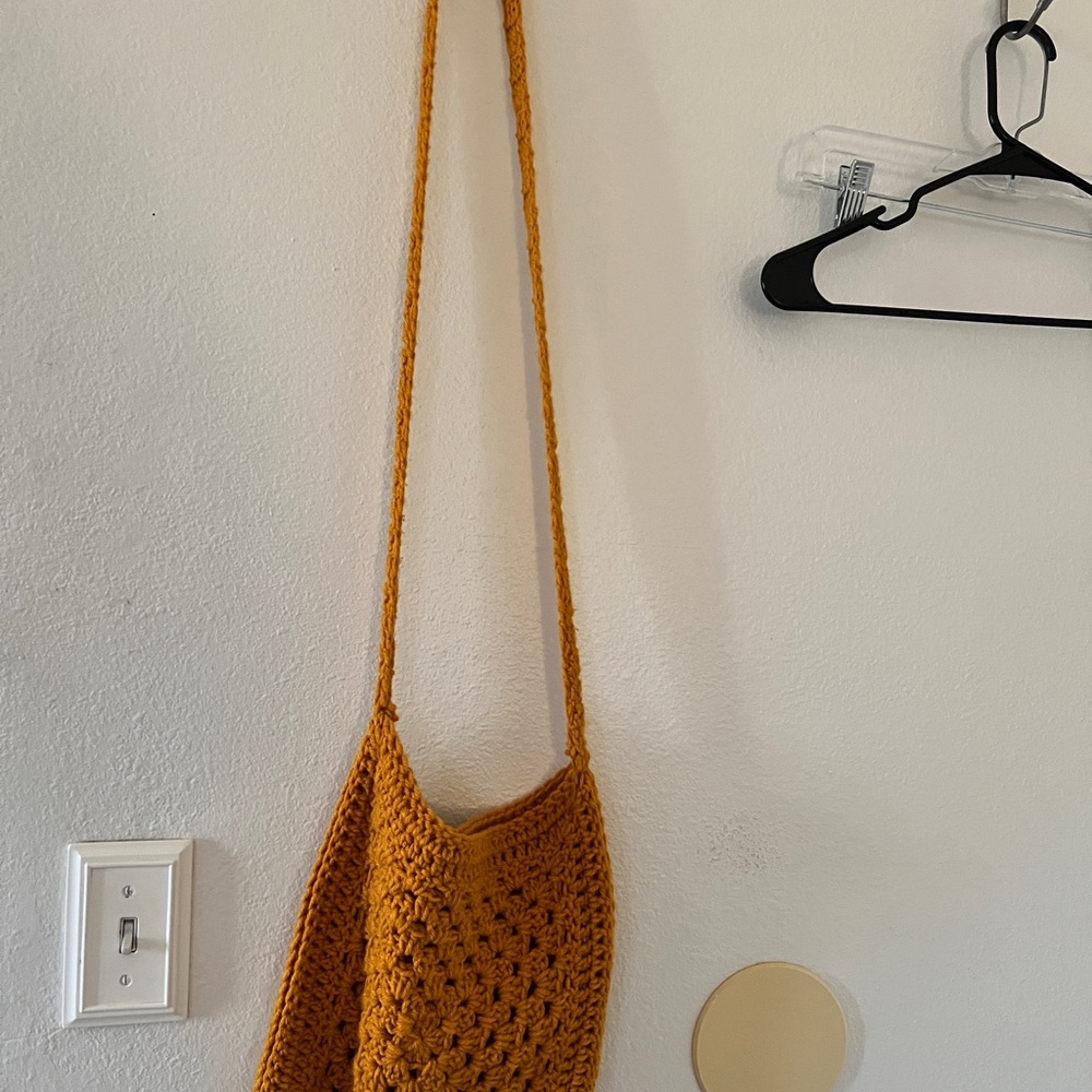 Handcrafted Mustard Crochet Shoulder Bag